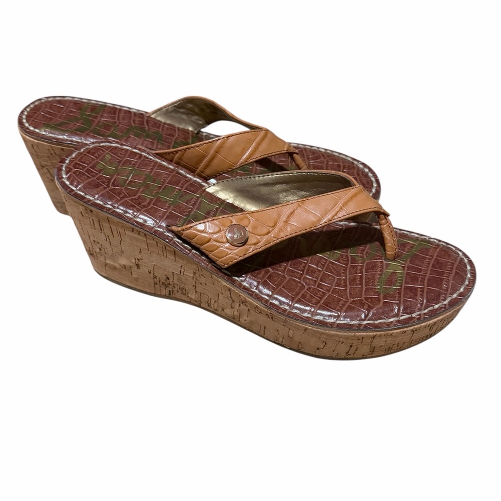Sam Edelman Tan Brown Wedge Sandals
